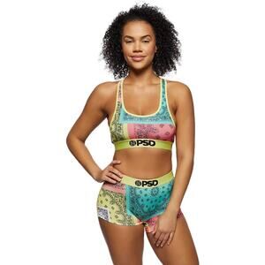 PSD Women's Brights Patchwork Sports Bra, Multi, L